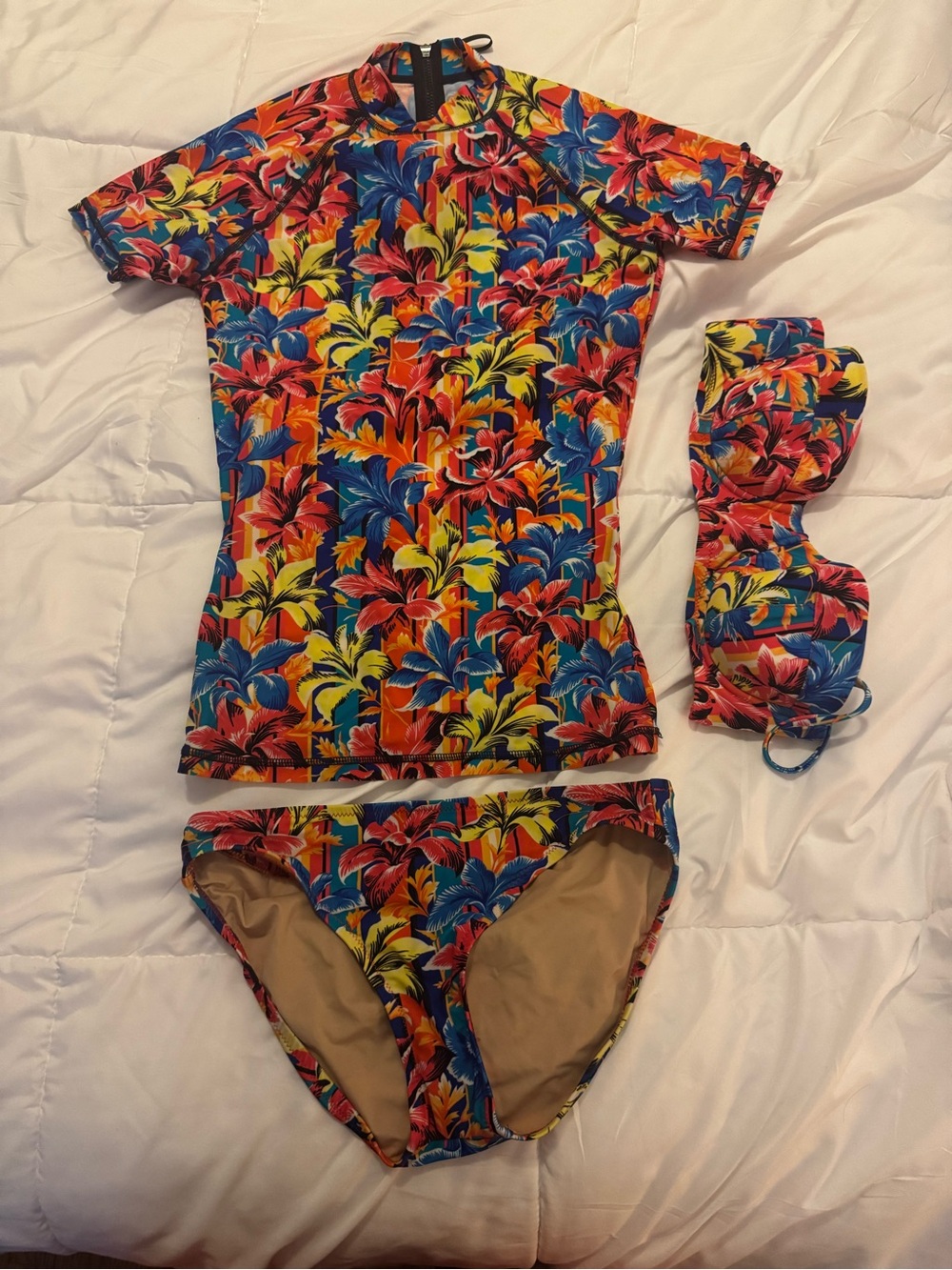 J.CREW RASH GUARD Floral Rash Guard Swim Set - Multicolor XS 34B